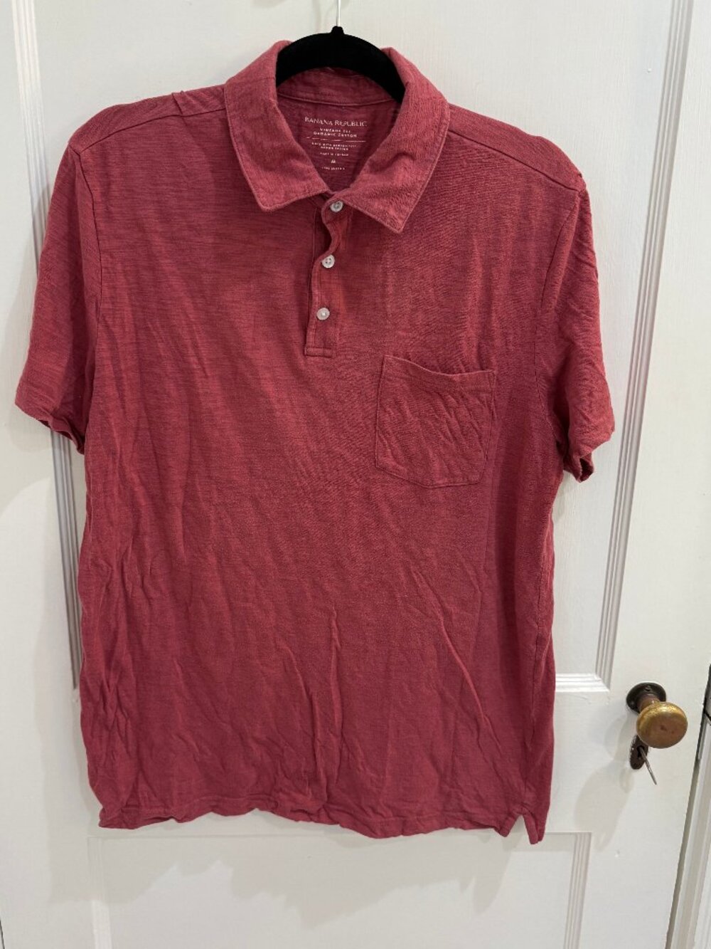Brick Red Men's Collared T-Shirt from Banana Republic, Size M, EUC